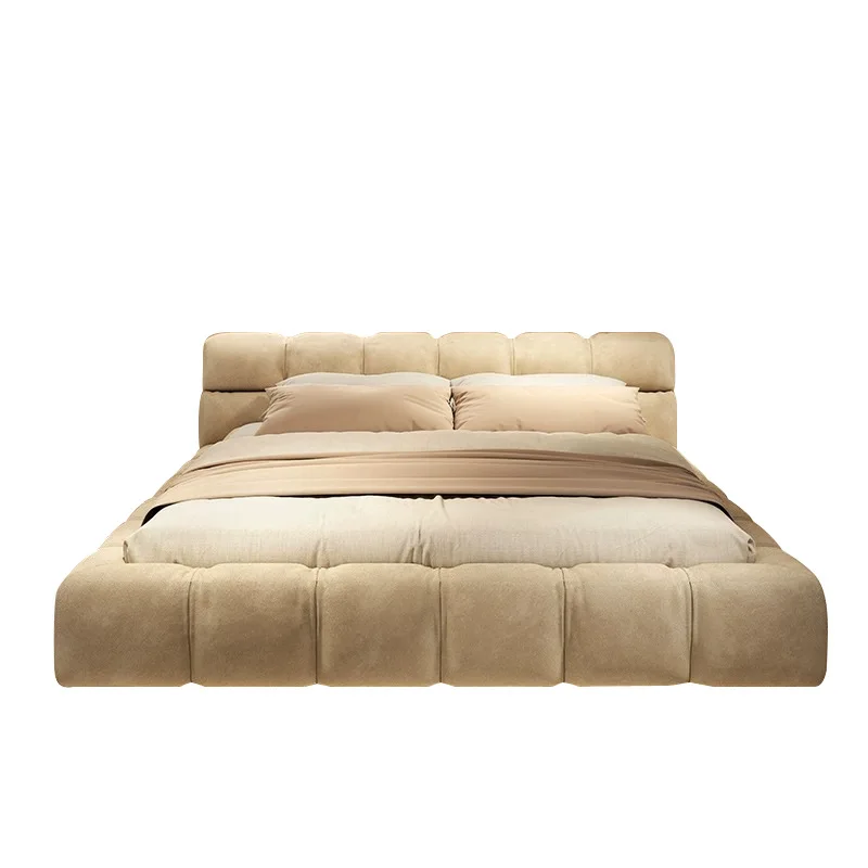 

Cream style, modern, simple, atmospheric, master bedroom, fabric bed, matte, soft bag