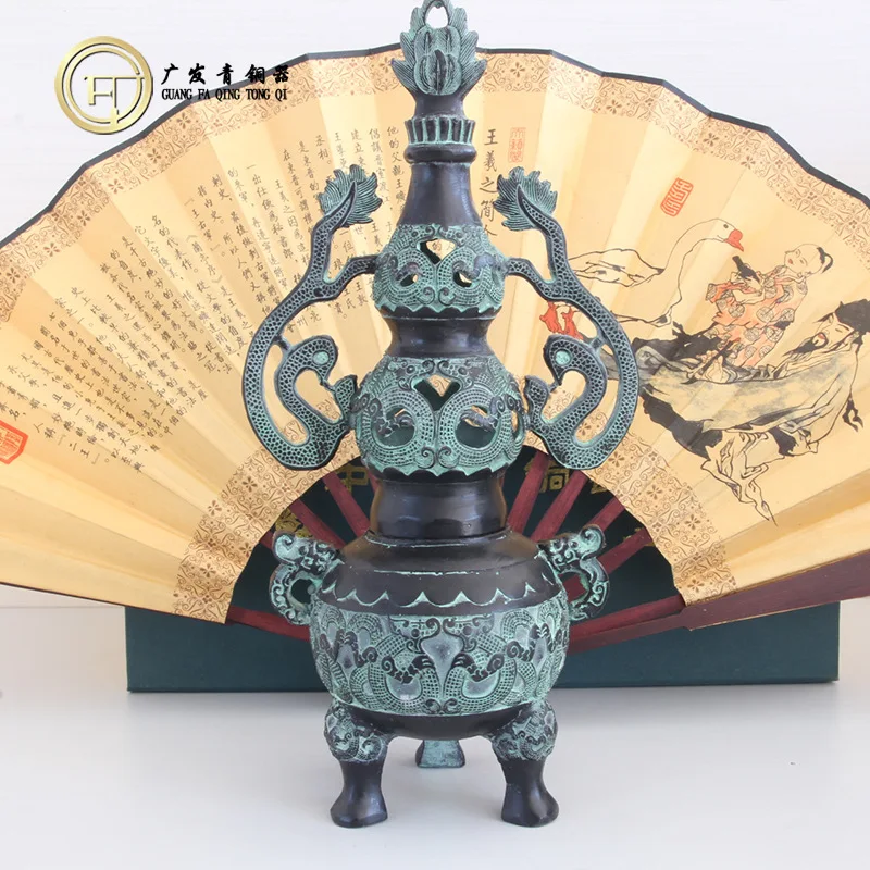 Bronze antique ornaments gourd smoker incense burner bronze customization antique distress factory straight hair