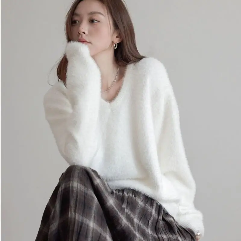 

Korean Style Long Sleeve Cardigan Knit Women Spring Autumn Japanese Style Fashiona Relaxed Vintage Gentle Cotton Knit Sweater
