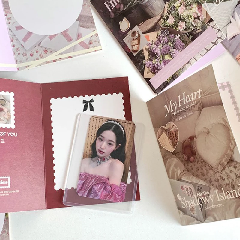 Kpop Foldable Card Holder, Photo Card Fix Decor, Paper Board, DIY Packing Material, Cute Ins Fashion, Bonito, 3 ", 10Pcs
