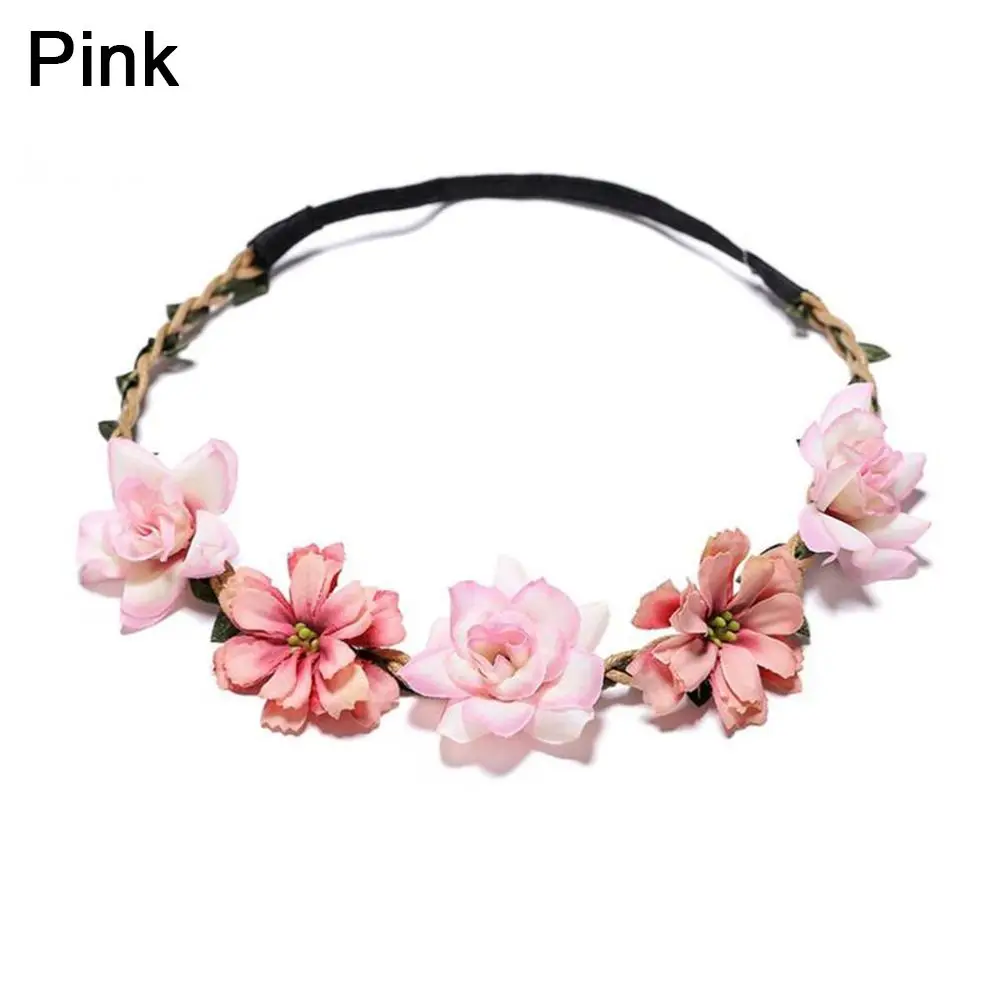 Five Flowers Rose Wedding Girl Garland Wreath Hair Ring Hair Accessories