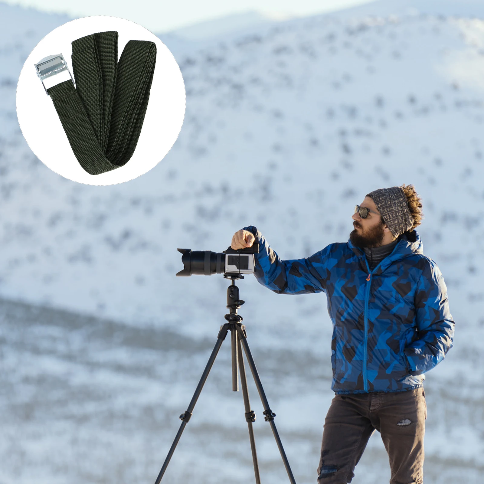 

4 Pcs Strap Utility Lanyard Mount Straps Outdoor Photography Belt Buckle Camera Fixing Strap Hunting Field Green