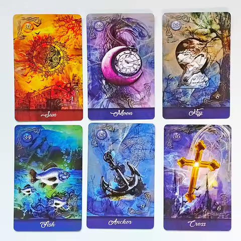 9*6cm Mirror Truth Lenormand Deck Printed on 350GSM Double-embossed Cardstock 36 Pcs Mesmerizing Fractal Imagery Cards