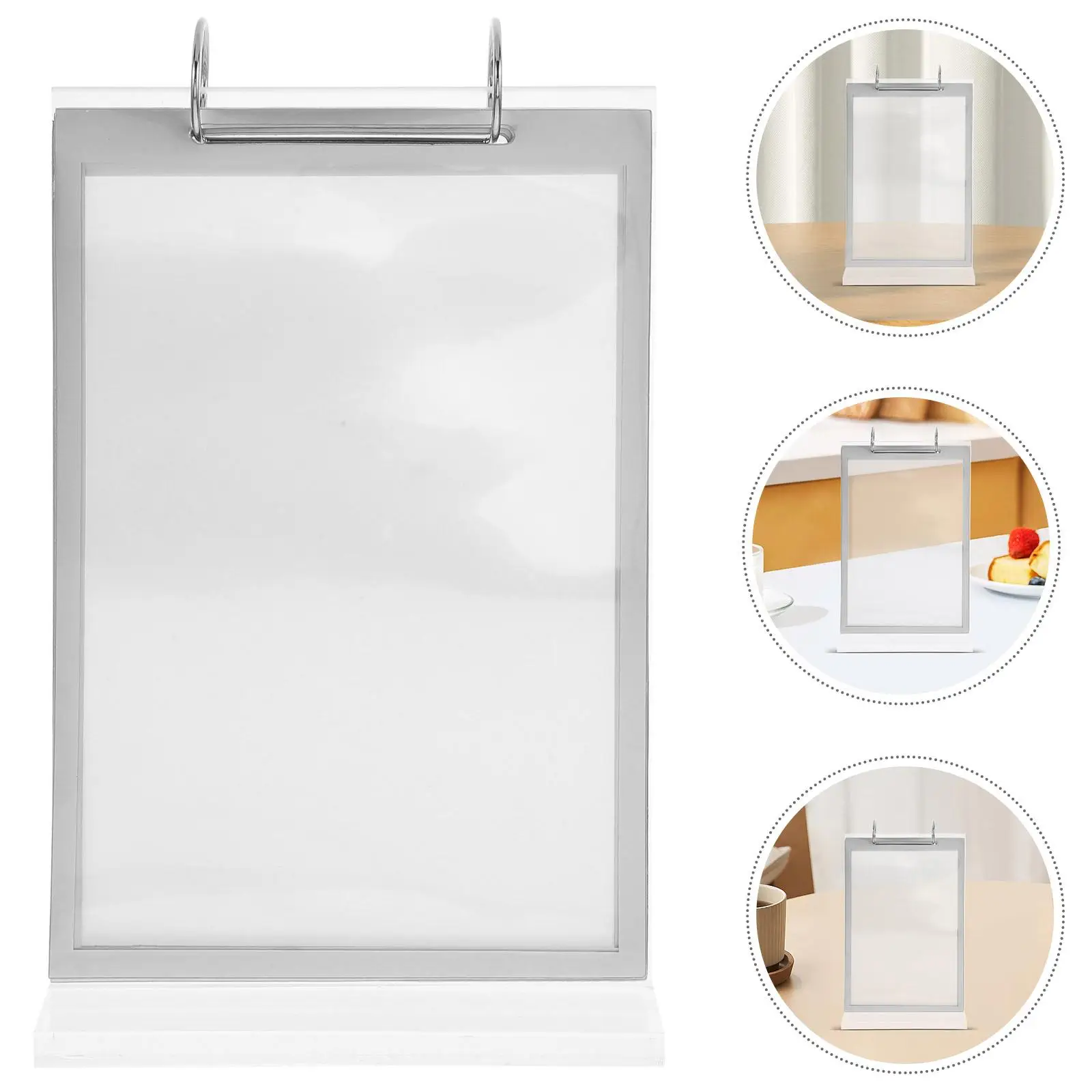 Acrylic Flip Page Menu Display Stand High Transparency Table Top Sign Holder Compact Size Easy Setup Card Rack