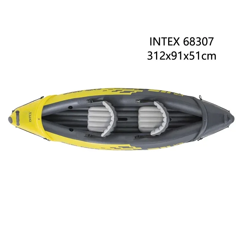 312*91*51 Cm 0.75mm PVC 2 Person Kayak Inflatable 2 Seats Strong Pvc Boat Raft Canoe 3 Air Chamber Paddle Water Sport