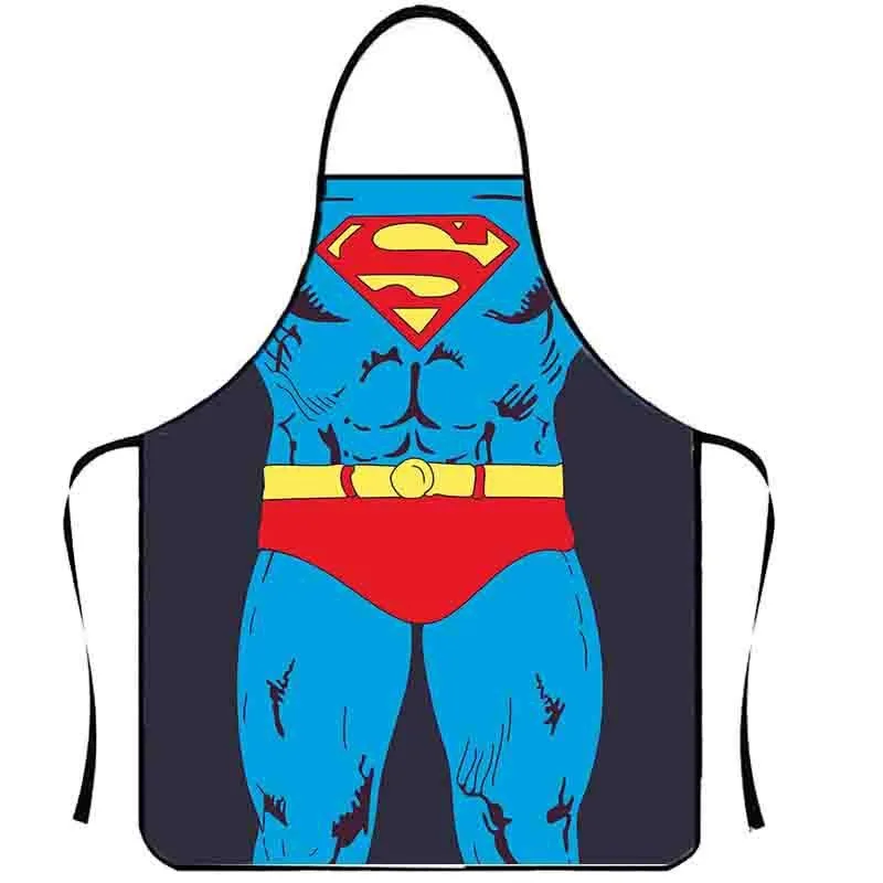 Interesting Hero Superman Apron Anti Oil Pollution Cartoon Sexy Character Apron Party Kitchen Supplies