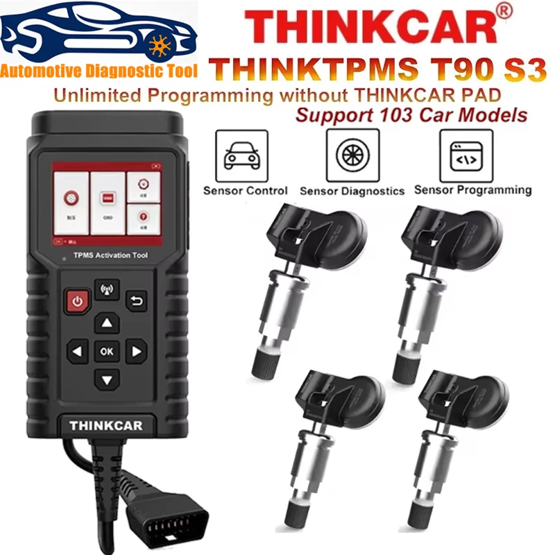 ThinkCar THINKTPMS TP T90 TPMS S3 Programmer Car Tire Pressure Diagnosis Tool 315MHz 433MHz 2in1 TPMS Sensor Service Tool