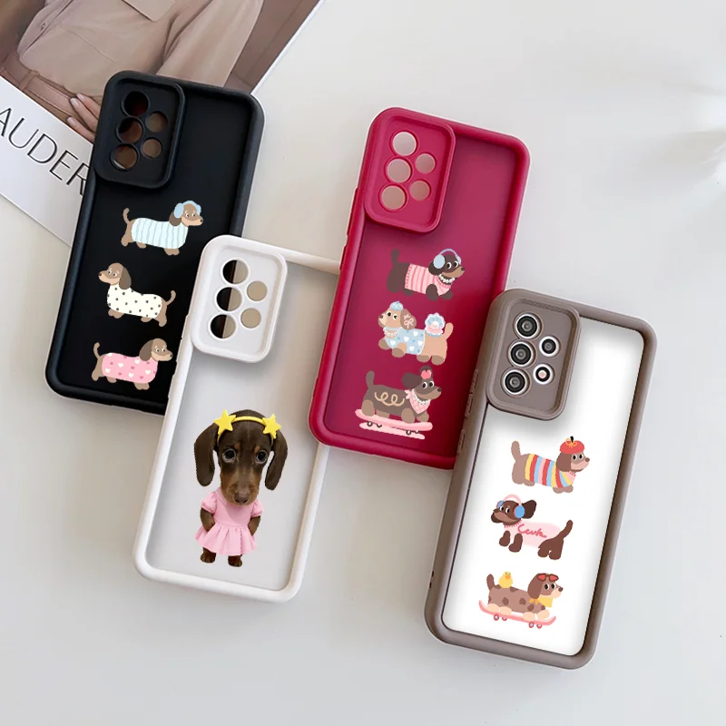 Funny Cartoon Dachshund Dog Couple Phone Case for OPPO Reno 13 F 12 11 10 Pro Plus A58 Find X3 X5 X7 X8 Lite Soft Covers Fundas