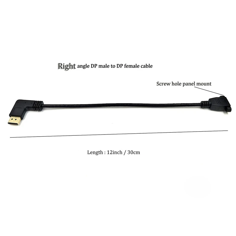 2X DP To DP Cable, 12 Inch / 30Cm Right Angle 90 Degree Displayport (DP) Male To Displayport (DP) Female