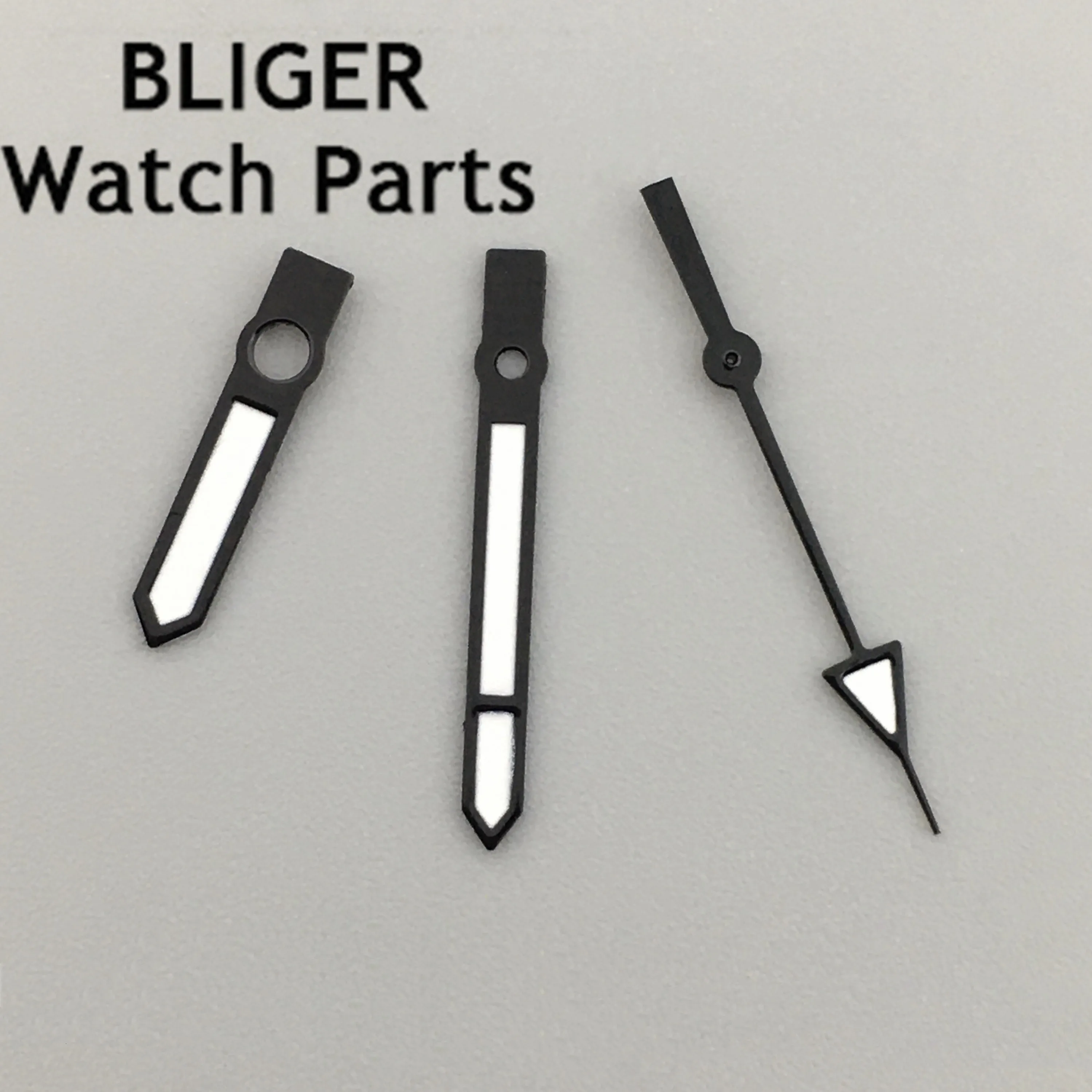 BLIGER silver black watch hands green luminous hands fit NH35 NH36 Mingzhu DG2813 3804 movement