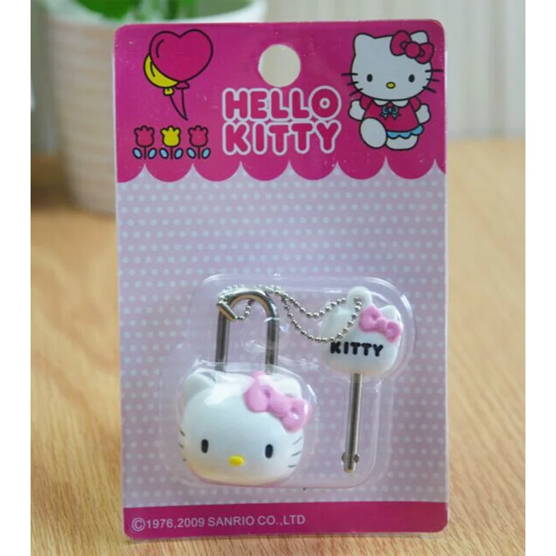 Sanrio Schloss-Vorhängeschloss Schubladenschrank Hello Kitty MyMelody Cartoon Mini Metall Reißverschluss Tasche Koffer Gepäckbox Schlüsselschloss mit Schlüssel