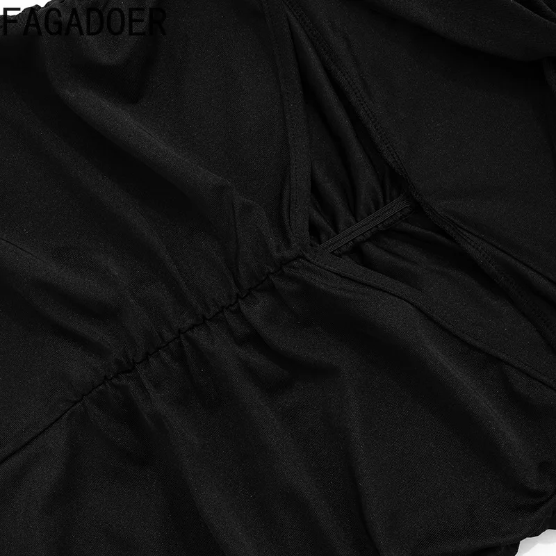 FAGADOER Sexy Hollow Out Bodycon Rompers Women Off Showlder Long Sleeve One Piece Jumpsuits Female Streetwear Overalls Summer