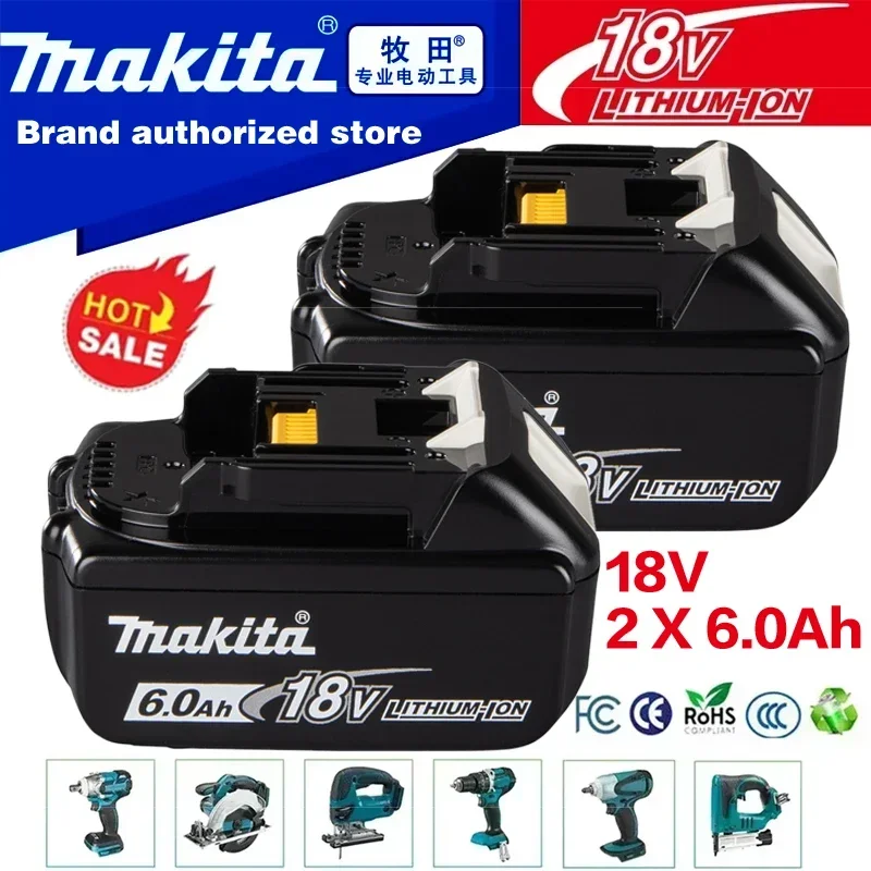 

100% Original Makita Rechargeable Power Tool Battery, Replaceable LED Lithium-ion, 6.0 Ah 18V LXT BL1860B BL1860BL1850 BL1830