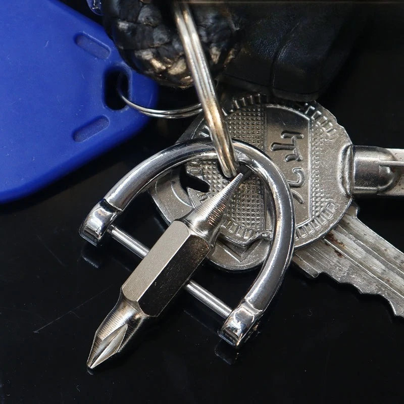 2Pcs Mini Pocket-Sized Keychain Screwdriver Set Multi Functional Slotted Phillips Cross Metal Tool for Camping Outdoor Everyday