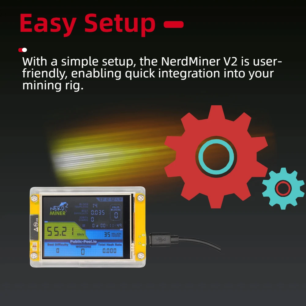TISHRIC NerdMiner V2 55KH Lucky Miner ESP32 2.8 بوصة شاشة ذكية تشفير منفرد اليانصيب بيتكوين ESP32-2432S028R آلة التعدين