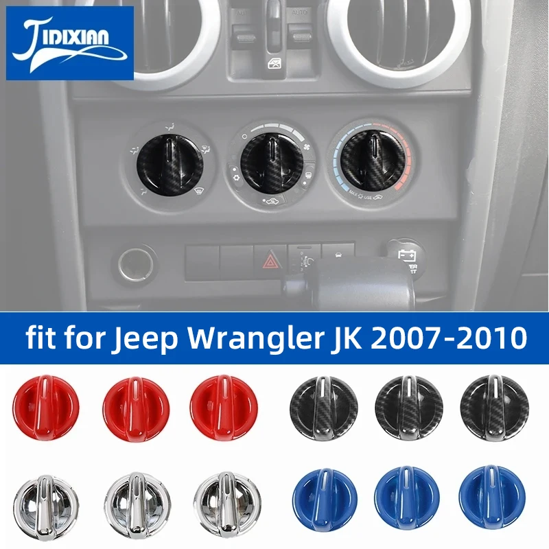 JIDIXIAN for Jeep Wrangler JK 2007 2008 2009 2010 ABS Car Air Conditioning Switch Knob Decoration Cove Interior Accessories