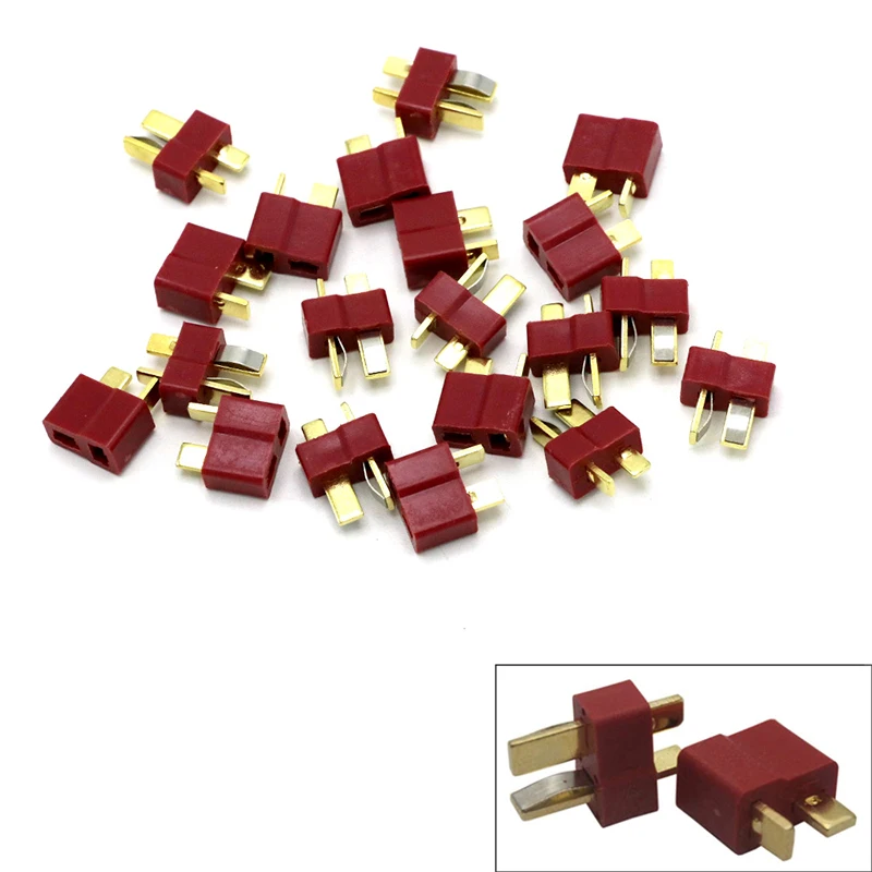 New 10-100pcs Anti-skidding Deans Plug T Style Connector Female / Male for RC Lipo Battery Spare Parts ESC Rc Helicopter