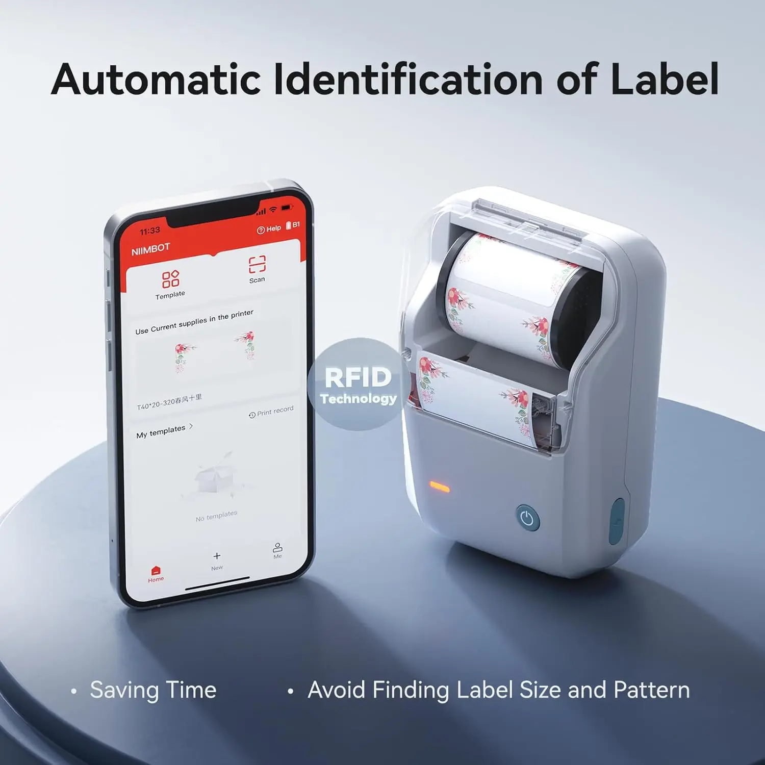 NIIMBOT B1 Tragbarer Thermodrucker mit Bändern, 5,1 cm, selbstklebende Etikettenmaschine, Mini-Bluetooth-Aufkleberhersteller, wasserdichte Etikettenrolle – Detail 6
