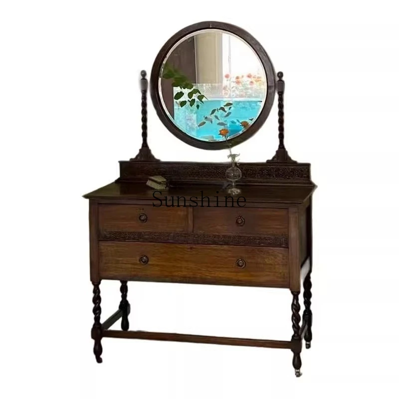 

Medieval style bedroom dresser retro old engraving storage jewelry small apartment integrated