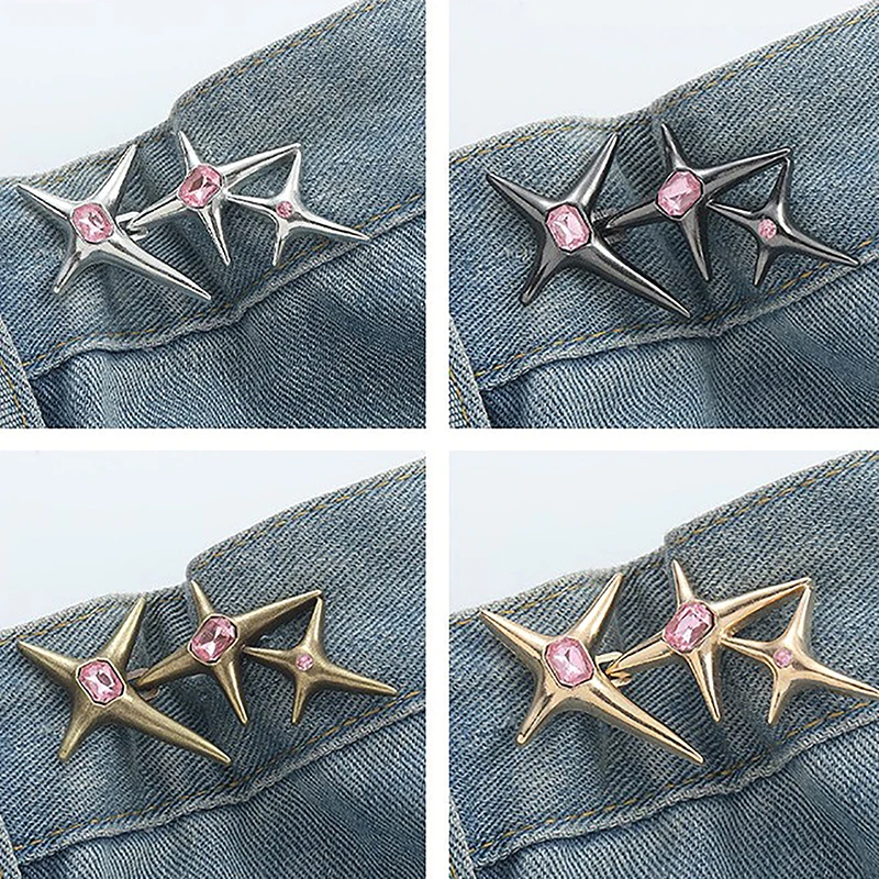 1 Pair Removable Cross Star Waist Buckle For Pants Skirts Waist Tightener No Sewing Required Adjustable Waist Buckle For Jeans