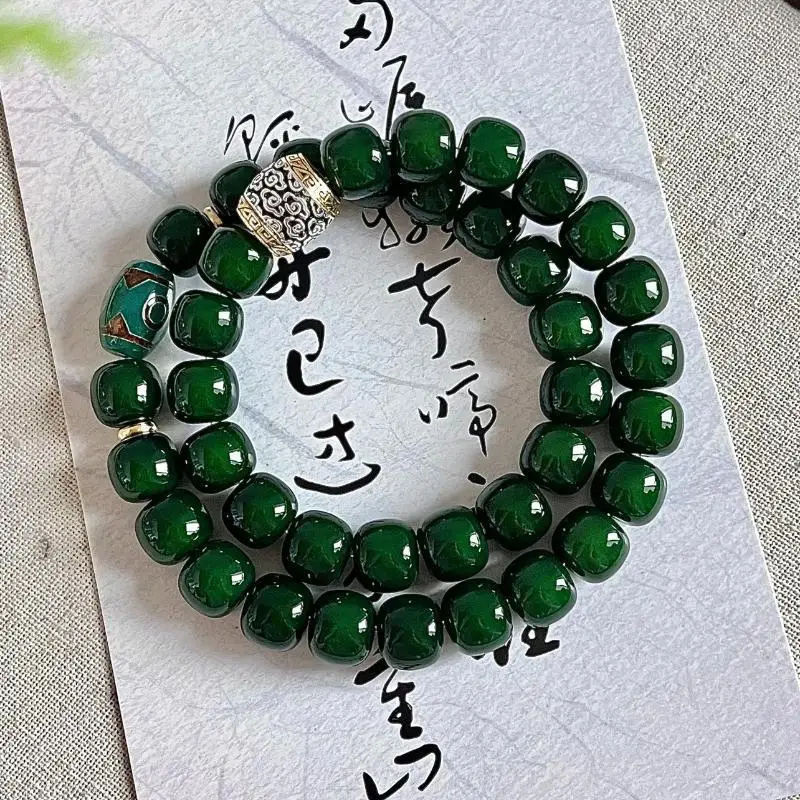 Emperor Green Bodhi Root Hand String Student Finger Wrapping Soft Hand String Buddha Bead Male Finger Wrapping Soft Bucket Bead