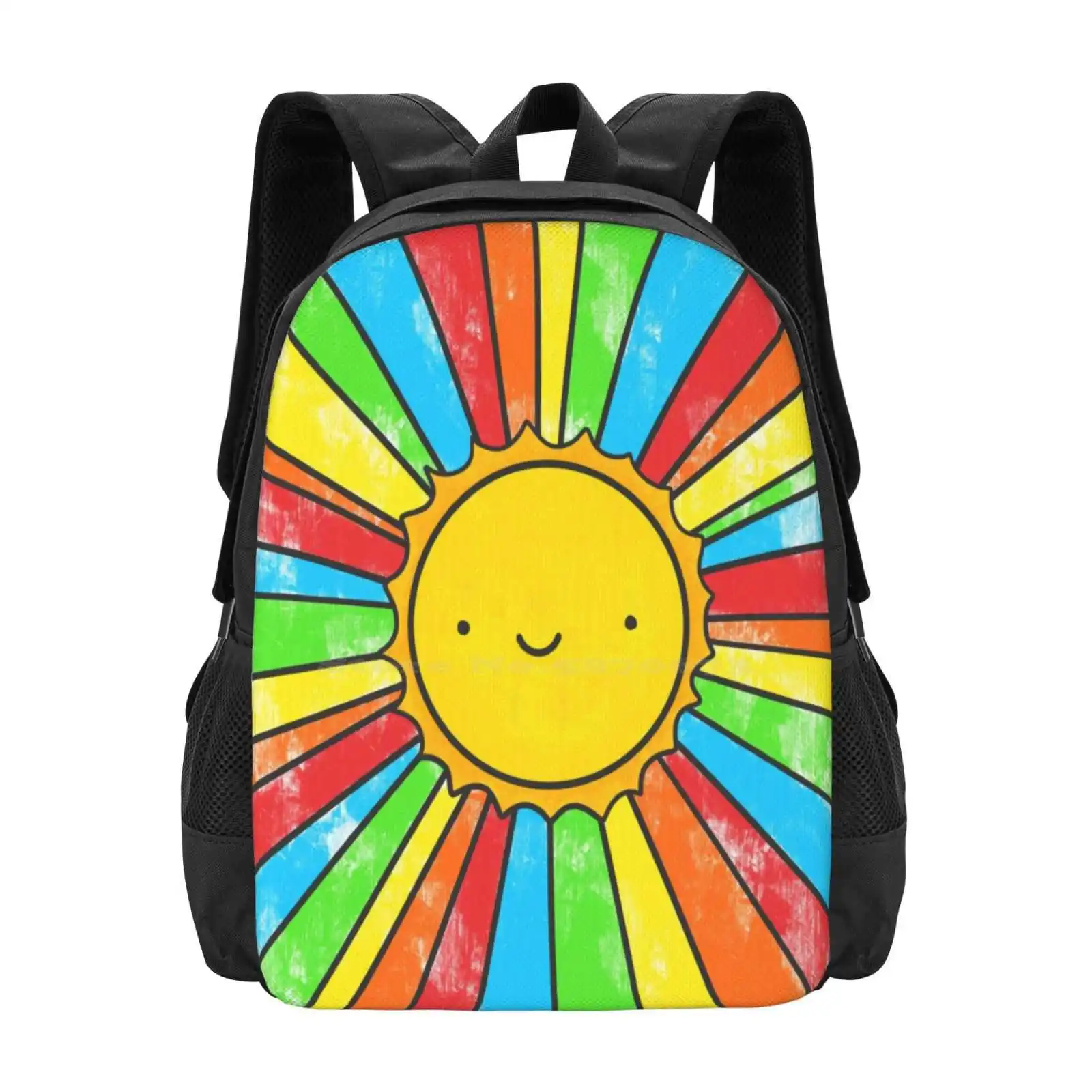 Mochila escolar con diseño de patrón de moda, bolsa de viaje para ordenador portátil, bolsa de radiador de positividad, cita Kawaii Sunshine Rainbow