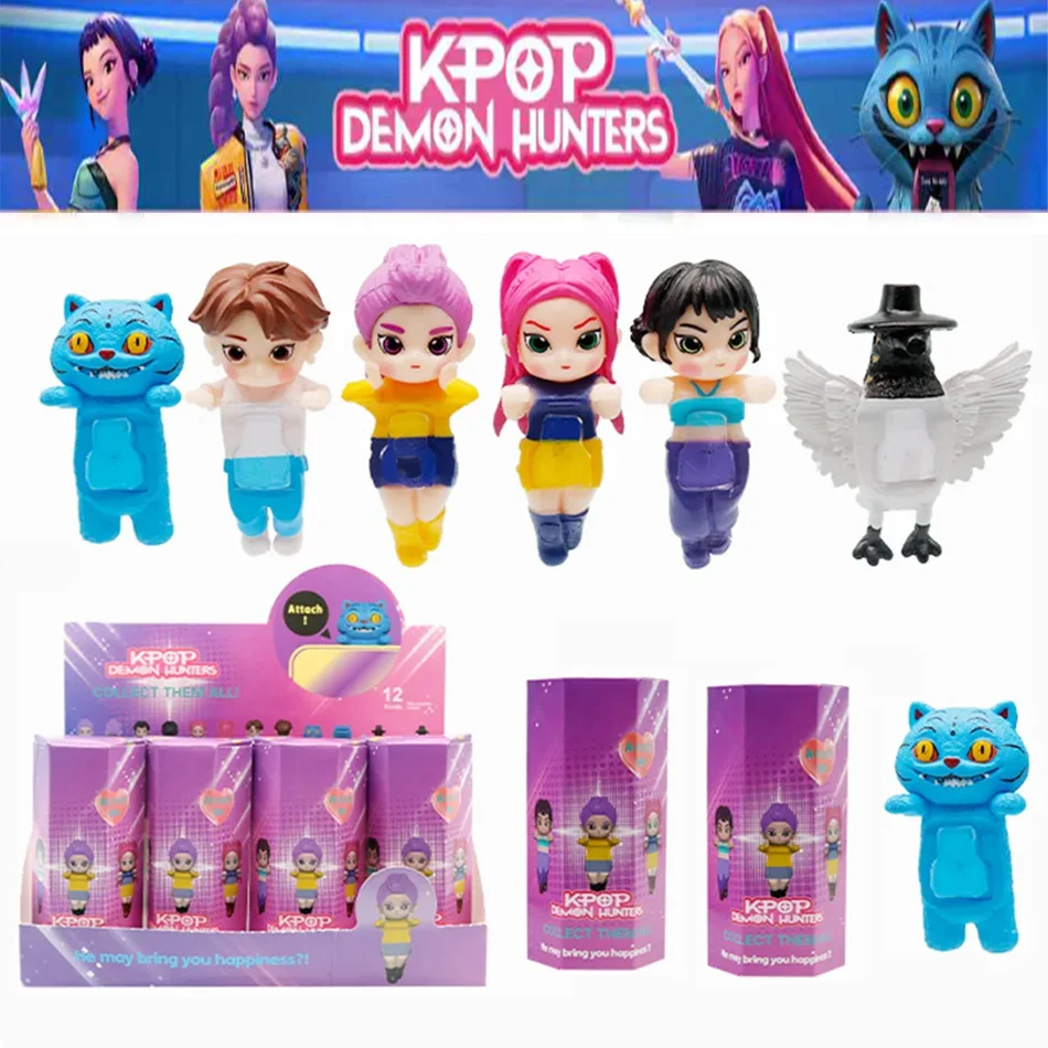 Kpop demon hunters figura série caixa cega derpys tigre rumi mira zoey buceta estatueta boneca mini decoração modelo brinquedos presentes de natal