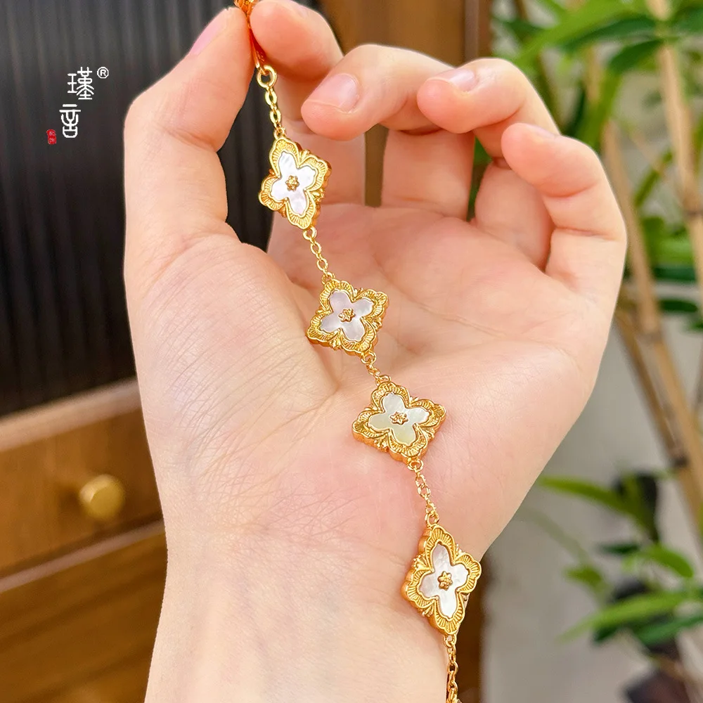 24K ラッキーワード ゴールドブレスレット レディースブレスレット90 