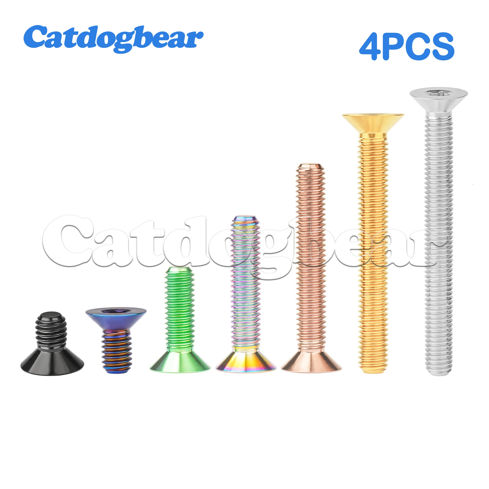 Catdogbear  4PCS Titanium Bolt M6/M8x10/12/15/20/25/30/35/40/45/50/55/60/65/70/mm Torx Head Screw For Bicycle