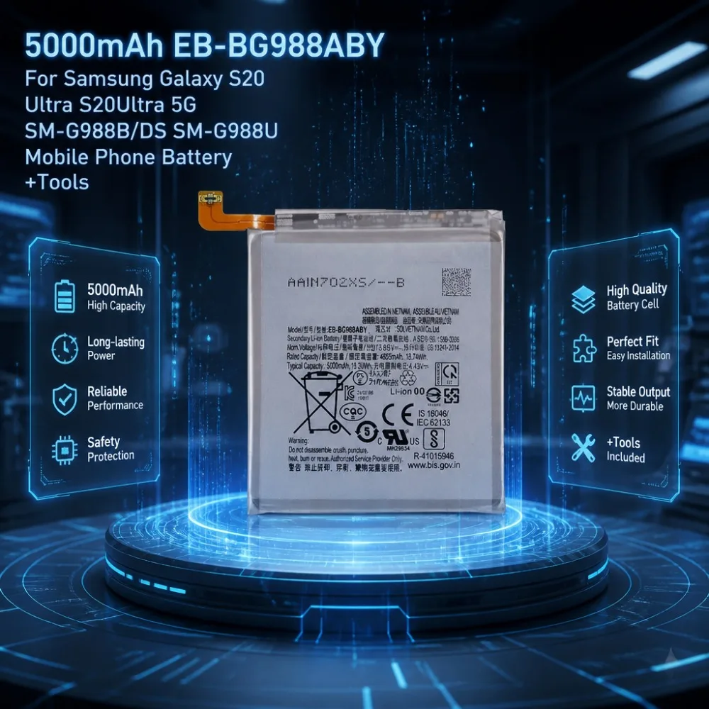 New 5000mAh EB-BG988ABY 3.85V Battery for Samsung Galaxy S20 Ultra S20Ultra 5G SM-G988B/DS SM-G988U Mobile Phone Battery +Tools