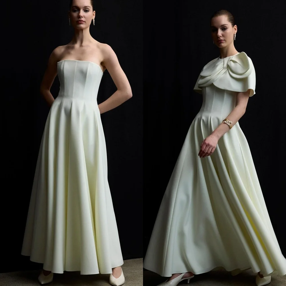 Abito da sera in jersey bianco con temperamento personalizzato Squisito girocollo con scialle senza maniche Cerniera sul retro Occasione su misura G