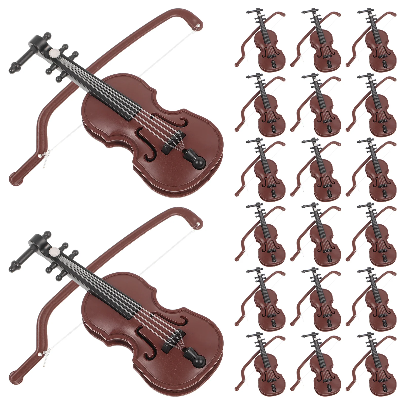 20 Sets Mini Violin Toys Decorations Models Christmas Props Decorate Simulation Violins Desktop Plastic Child Crafts