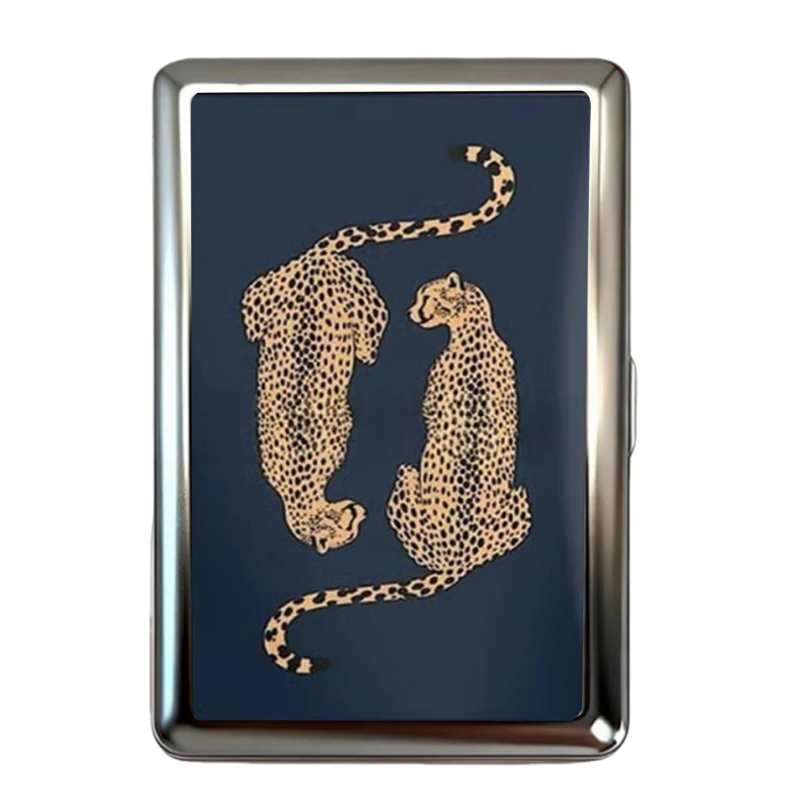 Multi-function Card Holder with Easy Snap Art Deco Illustration Versatile Metal Cigarette Case Vintage-Style Gift for Him & Her
