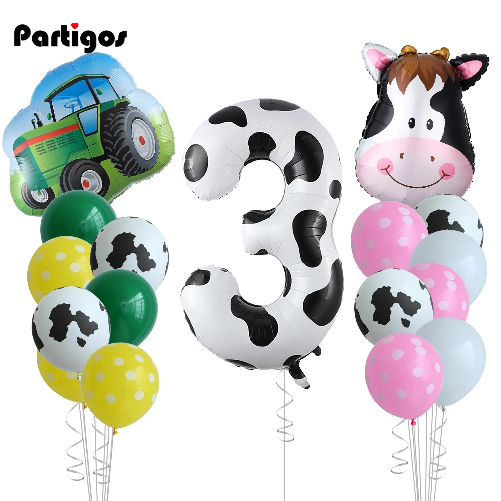 

1set Cowboy Theme Birthday Decoration 40inch 0-9 Cow Printed Number Farm Animal Kid Toys Baby Shower Cow Balloon Supplies Globos