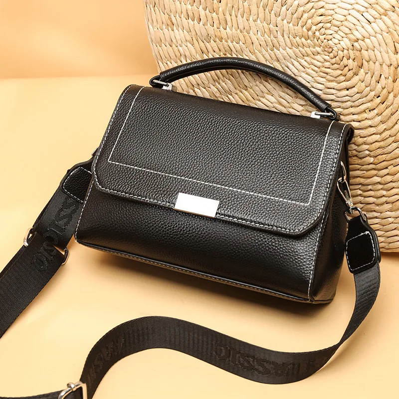 Large Capacity Women Handbags Solid Pu Leather Flap Tote Bag Simple Basic Female Commute Crossbody Shoulder Pack Femme Bolsa