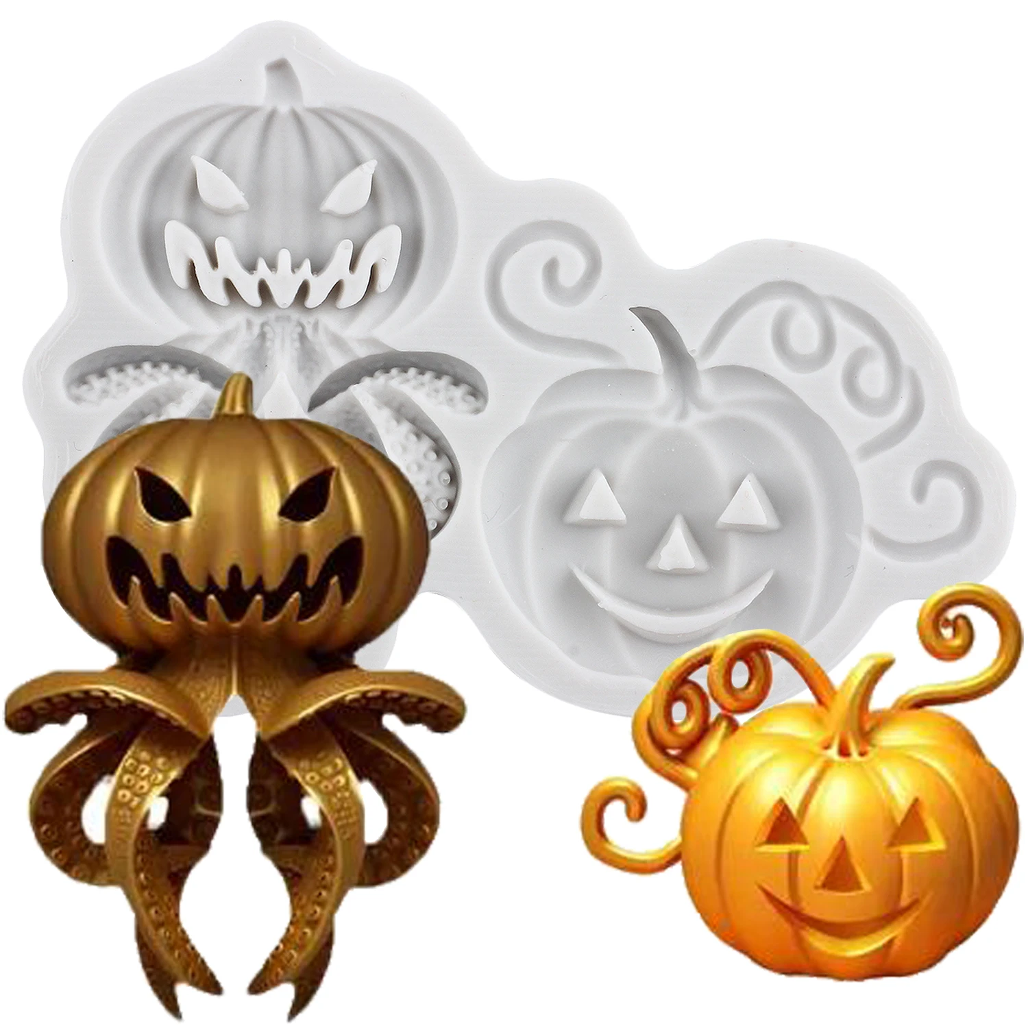 Pumpkin Silicone Molds Octopus Fondant Cake Decorating Tools Cupcake Topper Chocolate Candy Craft Gum Paste Polymer Clay