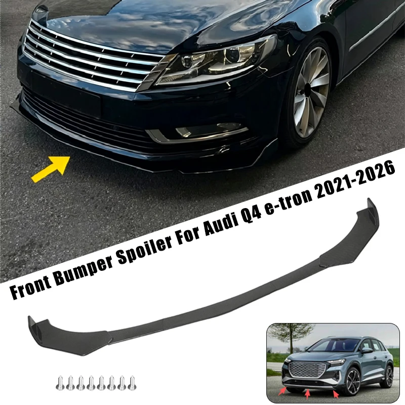Sport Front Bumper Splitter Spoiler Lip For Audi Q4 e-tron 2021-2026 5Pcs Adjustable Sectional Car Exterior Tuning Body Kit