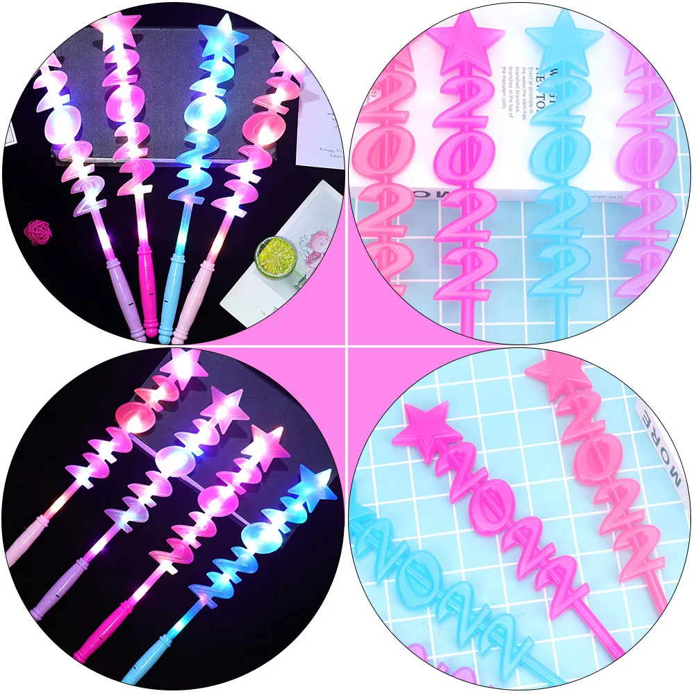 4 قطعة 2022 عدد وسائط ضوء وماض متوهجة حافة ناعمة مهرجان عصا اليد للحزب أداء الرقص المرحلة زي