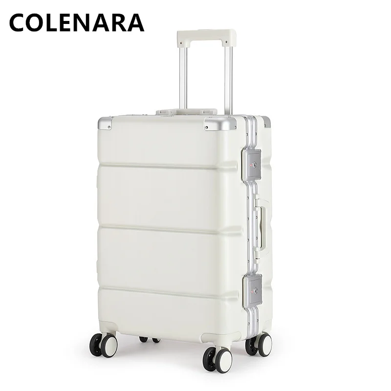 COLENARA-Valise à Roulettes avec Cadre en Aluminium, Valise à Roulettes de Grande Capacité, Boîte d'Embarquement à Roues Universelle, Bagages de 20, 22, 24, 26, 28 Pouces