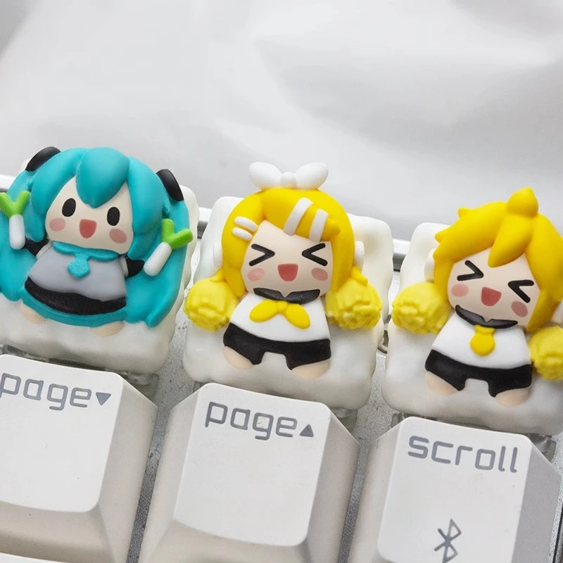 Cute Anime Keycaps Resin Layered Epoxy Artisan Keycaps for Mechanical Keyboard Accessories Custom Gaming Keyboard Caps MX Switch