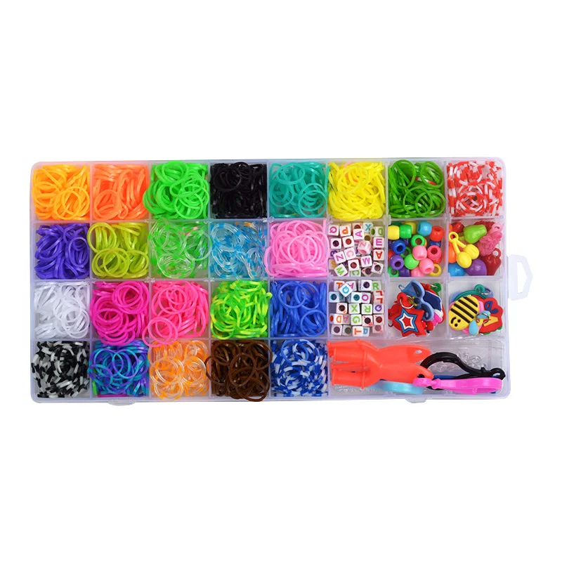 1Box Colorful Loom Bands Set Bracelet Making Kit DIY Creative Braided Necklaces Rubber Band Crafts Jewelry Making Accessories