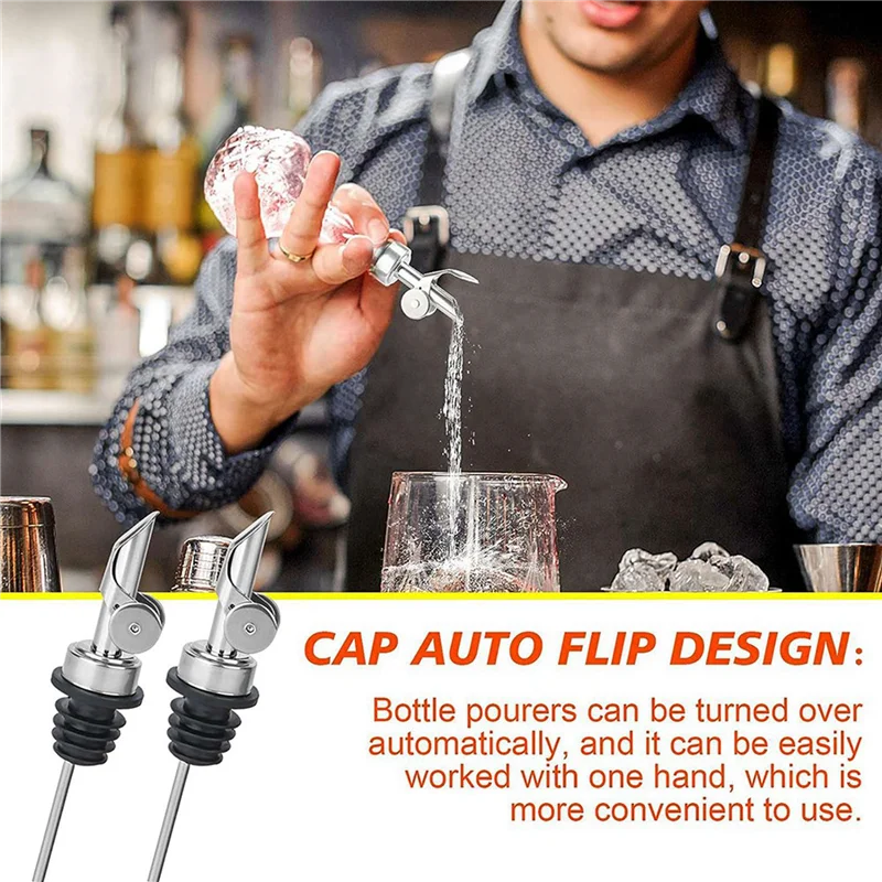 

Y51A-36PCS Stainless Steel Liquor Bottle Pourers, Auto Flip Olive Oil Spou Alcohol For About 3/4Inch Bottle Mouth Silver