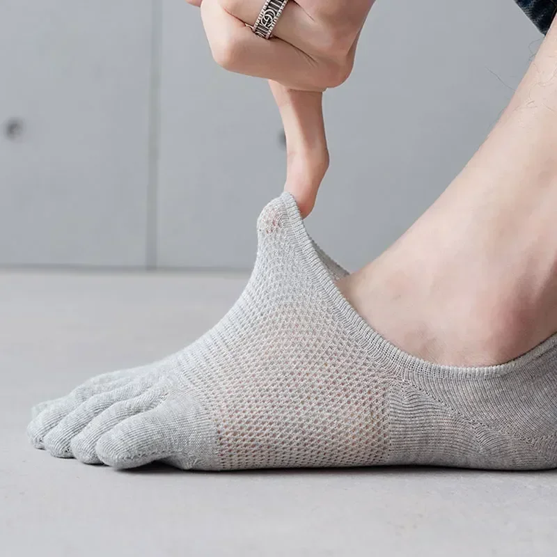 Ankle Toes Mens Breathable Show No Solid Man Shallow With Socks Pair Five Finger 1 Short Sokken Color Thin Invisible Mouth