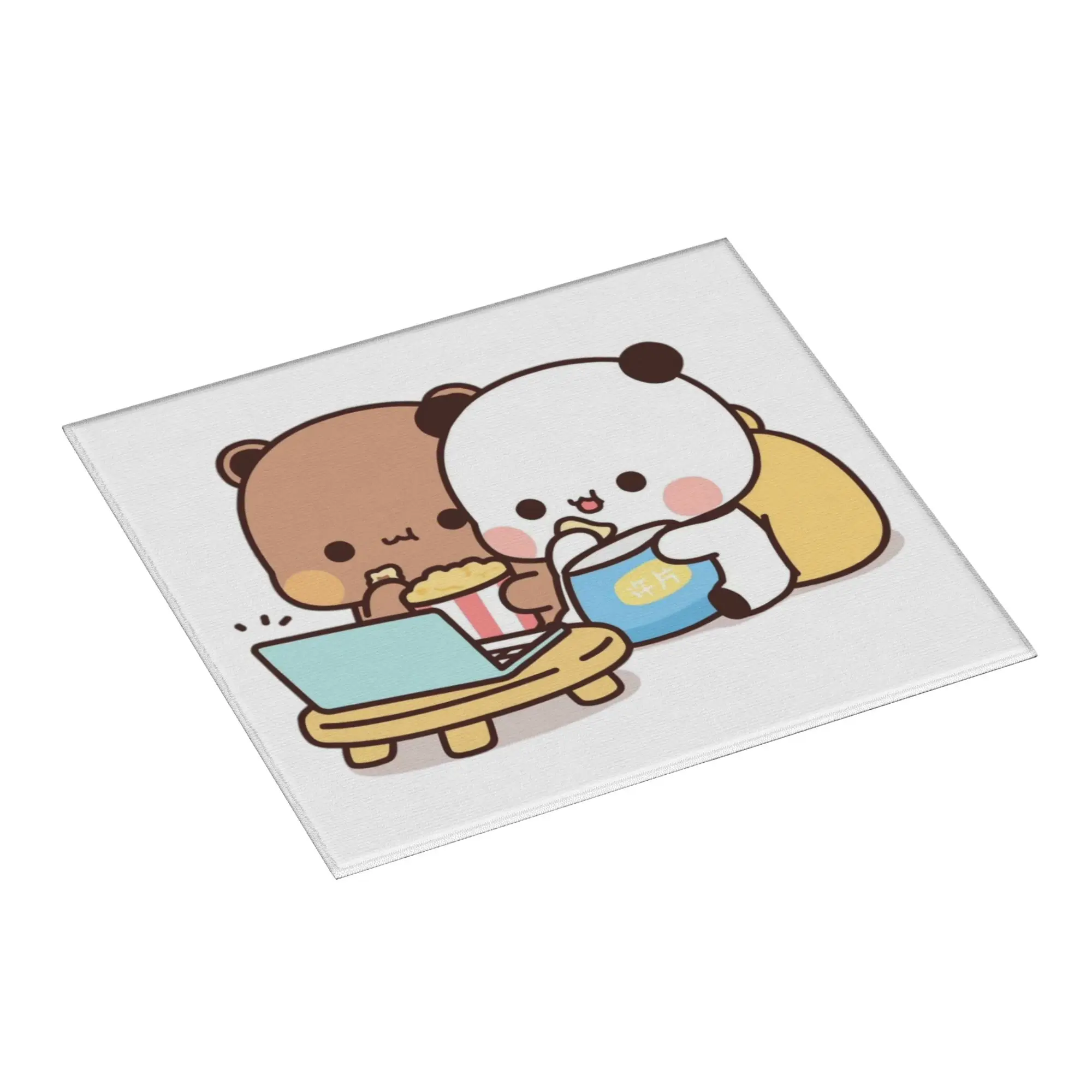 Bubu Dudu Panda And Brownie Bear Couple Non‑Slip Waterproof Absorbent Barware Tableware Oil Proof Reusable Mat For Kitchen