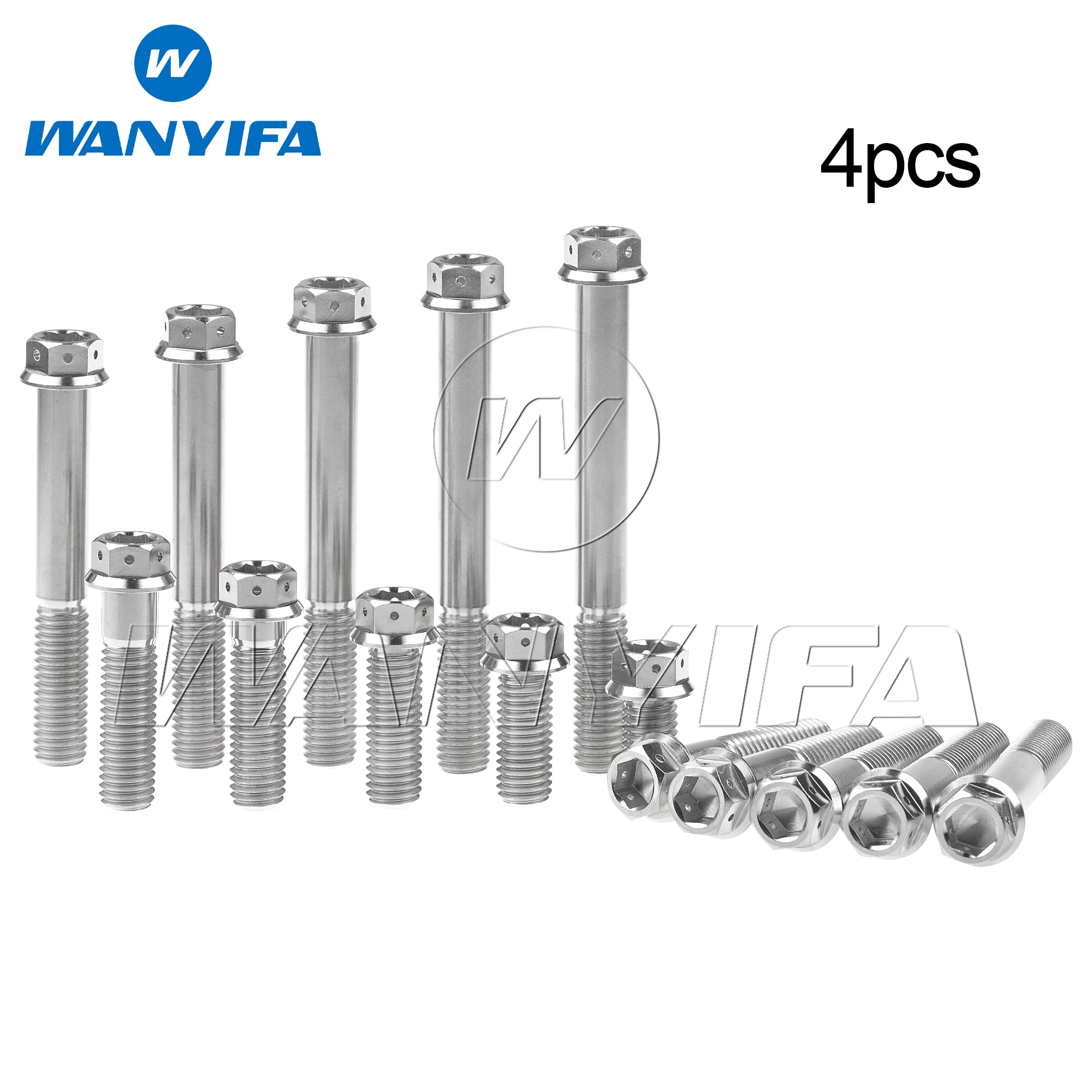 

Wanyifa 4pcs Titanium Bolt M10x20 25 30 35 40 45 50 55 60 65 70 75 80...90mm P1.25/1.5 Flange with Holes Hex Screws Silver Color