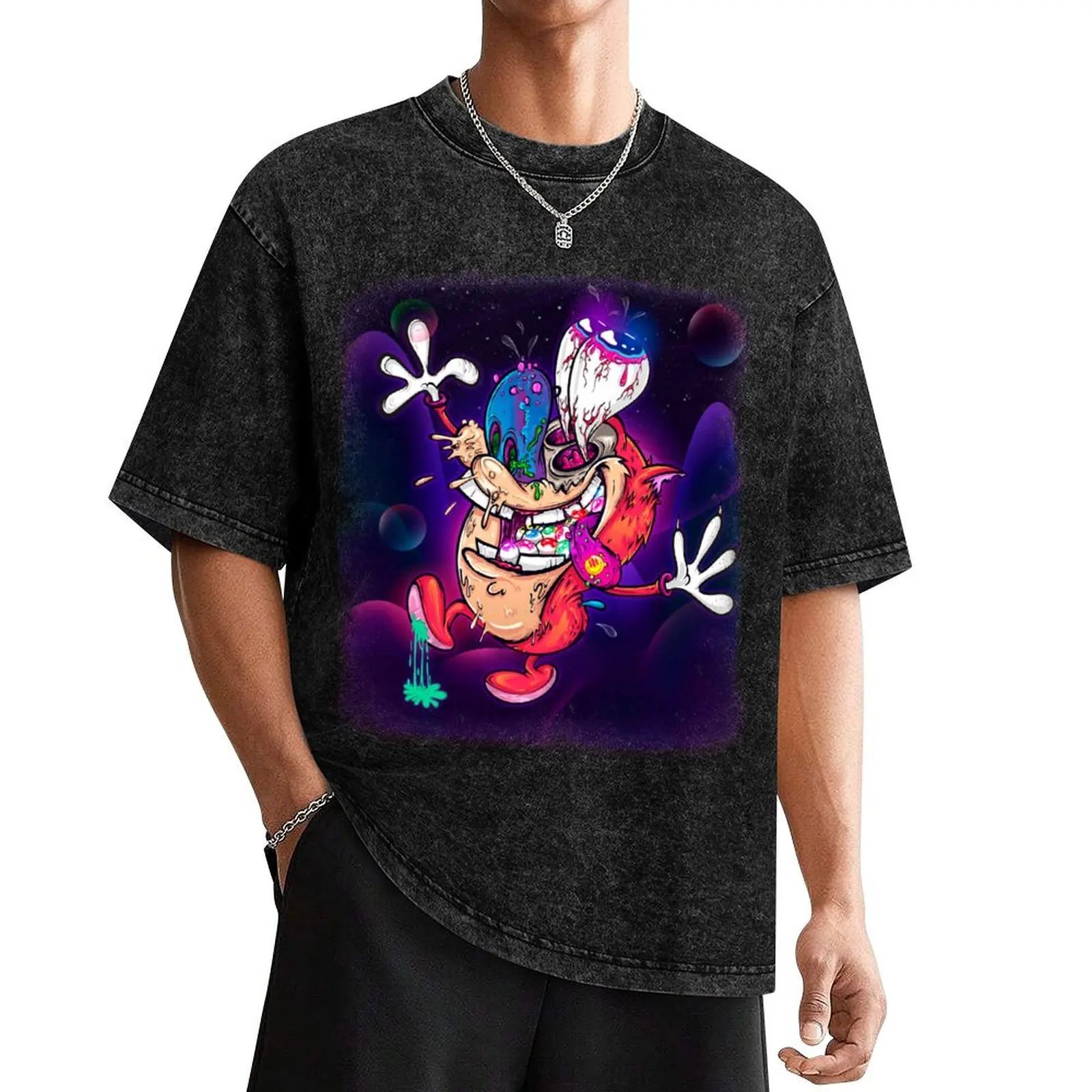 Ren and Stimpy T-Shirt oversized hippie clothes blue archive sports fans mens shirts graphic tee