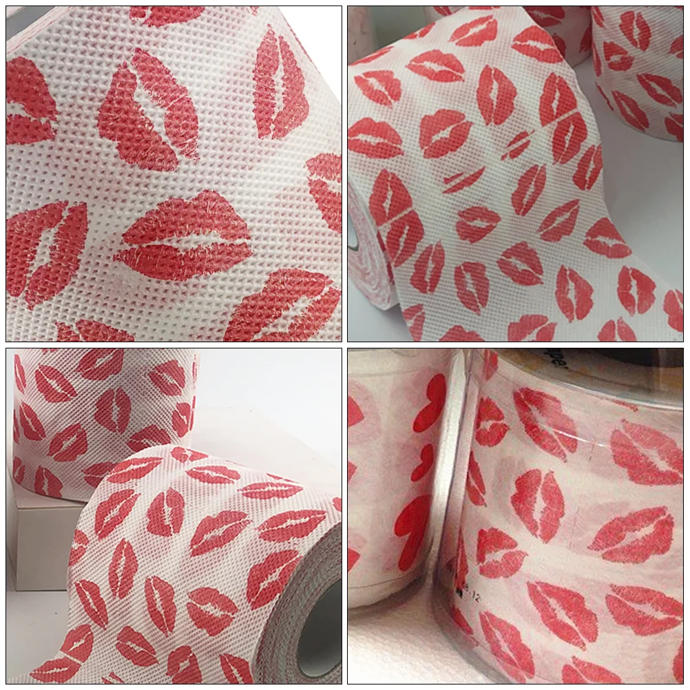 Rode lippenstift bedrukt rol mode servet kerstweefsel patroon toiletpapier thuis