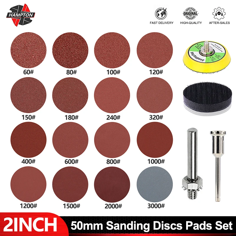 HAMPTON 60-7000 Grit 2 Inch Sanding Disc Set 50mm 25-302Pcs Abrasive Polishing Pad Kit for Dremel Rotary Tool Sandpaper Kit