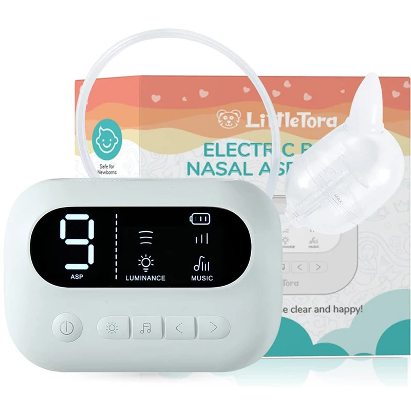 Baby Nasal Aspirator Electric Nose Cleaner with Built-In Music & Night Light Rechargeable Nose Booger Sucker for Infants Babies