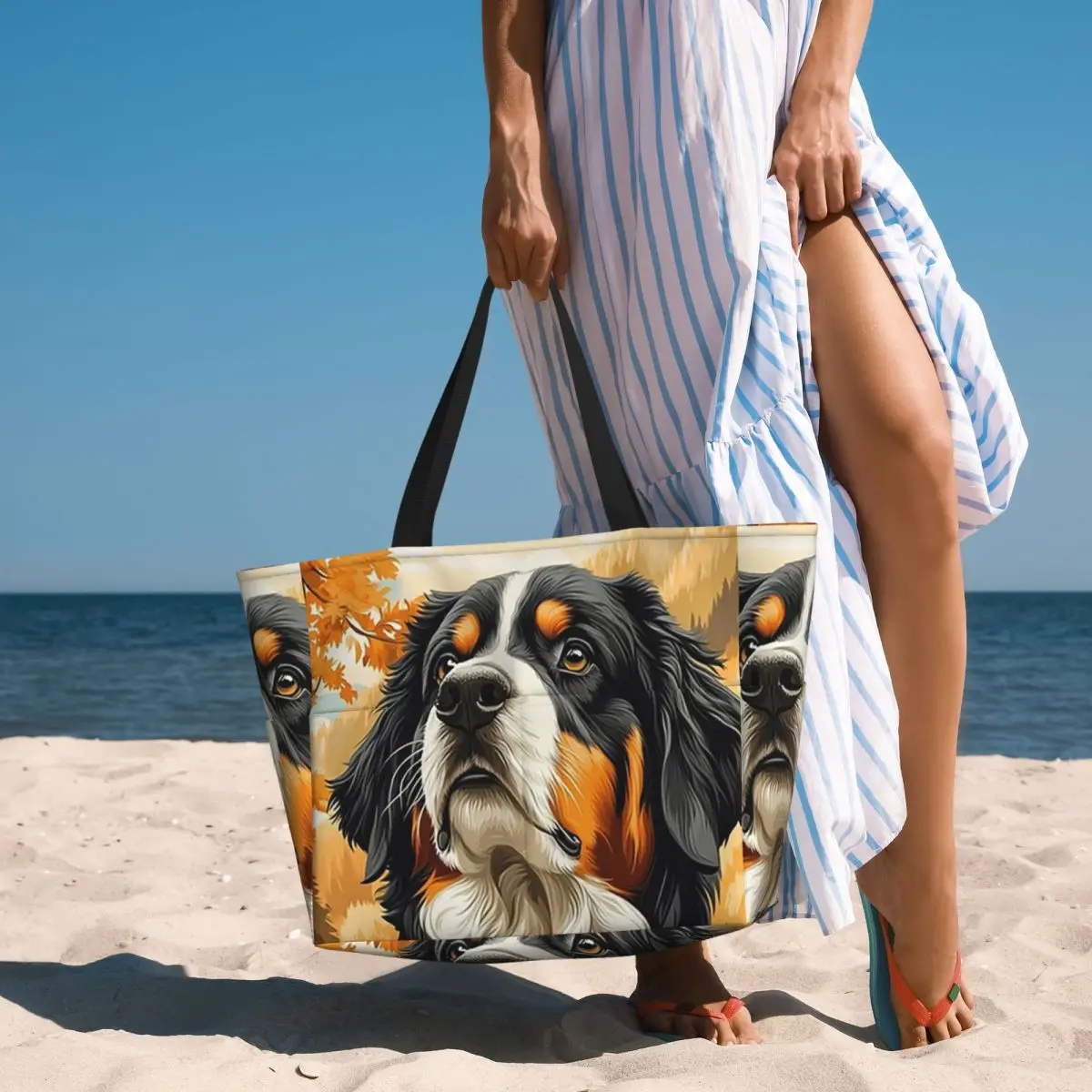 

Bernese Mountain Dog In Autumn Beach Tote Bag Sport Gym Yoga Duffle Large Tote Bag Women Travel Bag Fitness bag